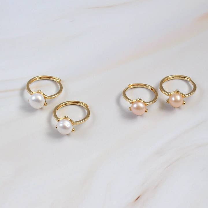 iBijoux – Anel de pedra única/solitário por atacado – Anel de Declaração com Pérola Dourada (1R08c)0