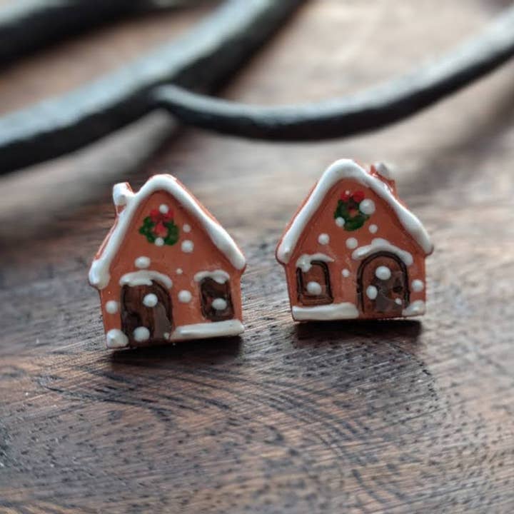 These delightful hand-painted air dry clay earrings are craf for wholesale by With Clay & Paint