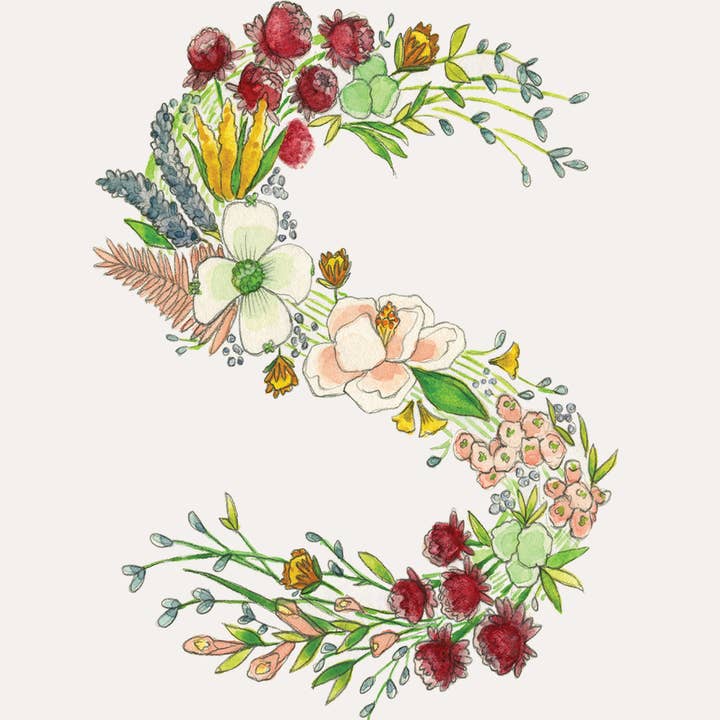 Hattie Darling - Wholesale Stationery/Notecard Set - Floral Monogram Stationery Set - 8 Folded Cards18