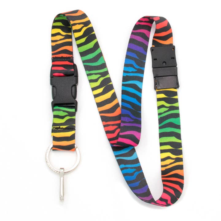 Cordon détachable Buttonsmith Rainbow Zebra - Fabriqué aux États-Unis pour la vente par Buttonsmith