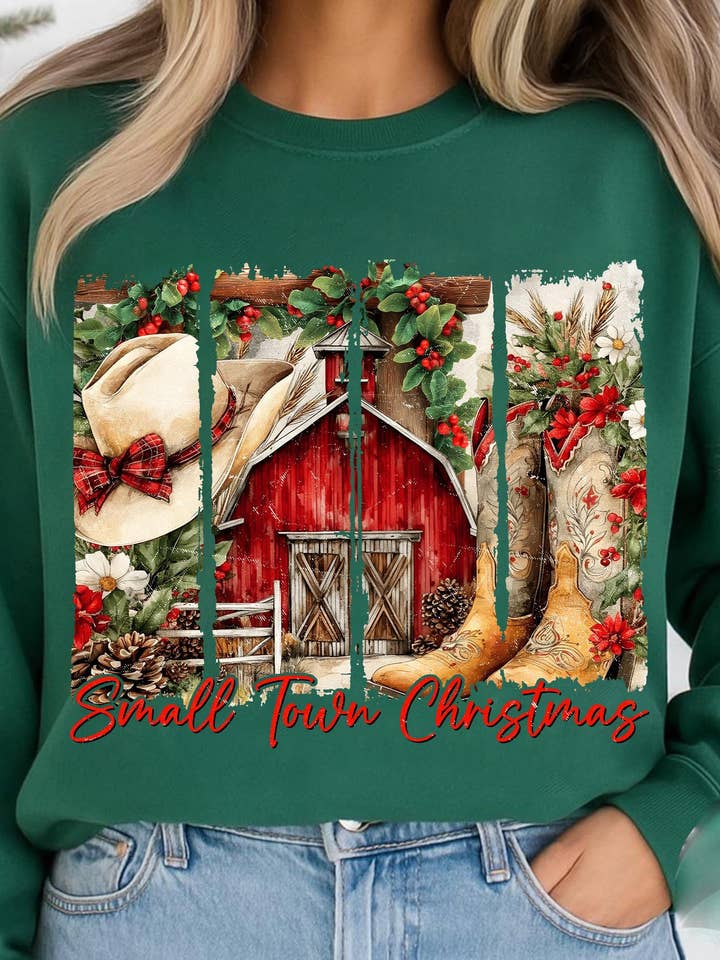 NVC Ecommerce LLC - Wholesale T-Shirt (Graphic) - Women's - Vintage Small Town Christmas Tee, Retro Christmas Sweatshirt1
