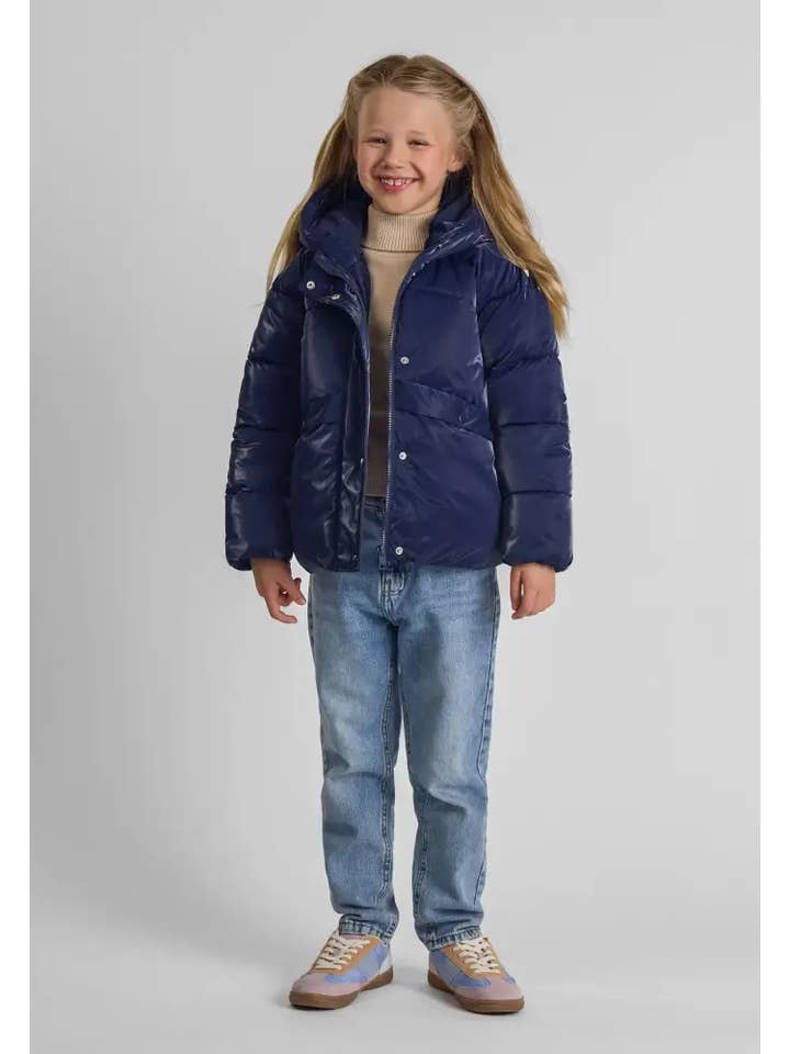 Meisjes gewatteerde winterjas met capuchon marine 9m-8j voor wholesale door Minoti sp. z o.o.