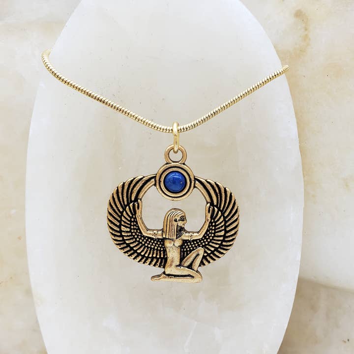 Discoveries, Inc. - Wholesale Pendant/Charm Necklace - Isis Pendant Necklace with Lapis - Egyptian Goddess1