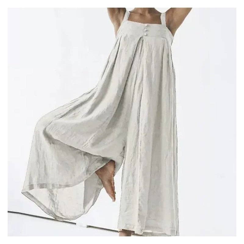 FurDecoration - Vendita all'ingrosso Salopette - Donna - Tuta in cotone tinta unita Plus Size3