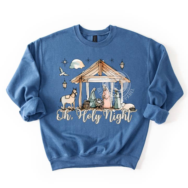 Oh Holy Night- Nativity Christmas Sweatshirt for wholesale by Blue Moon Apparel