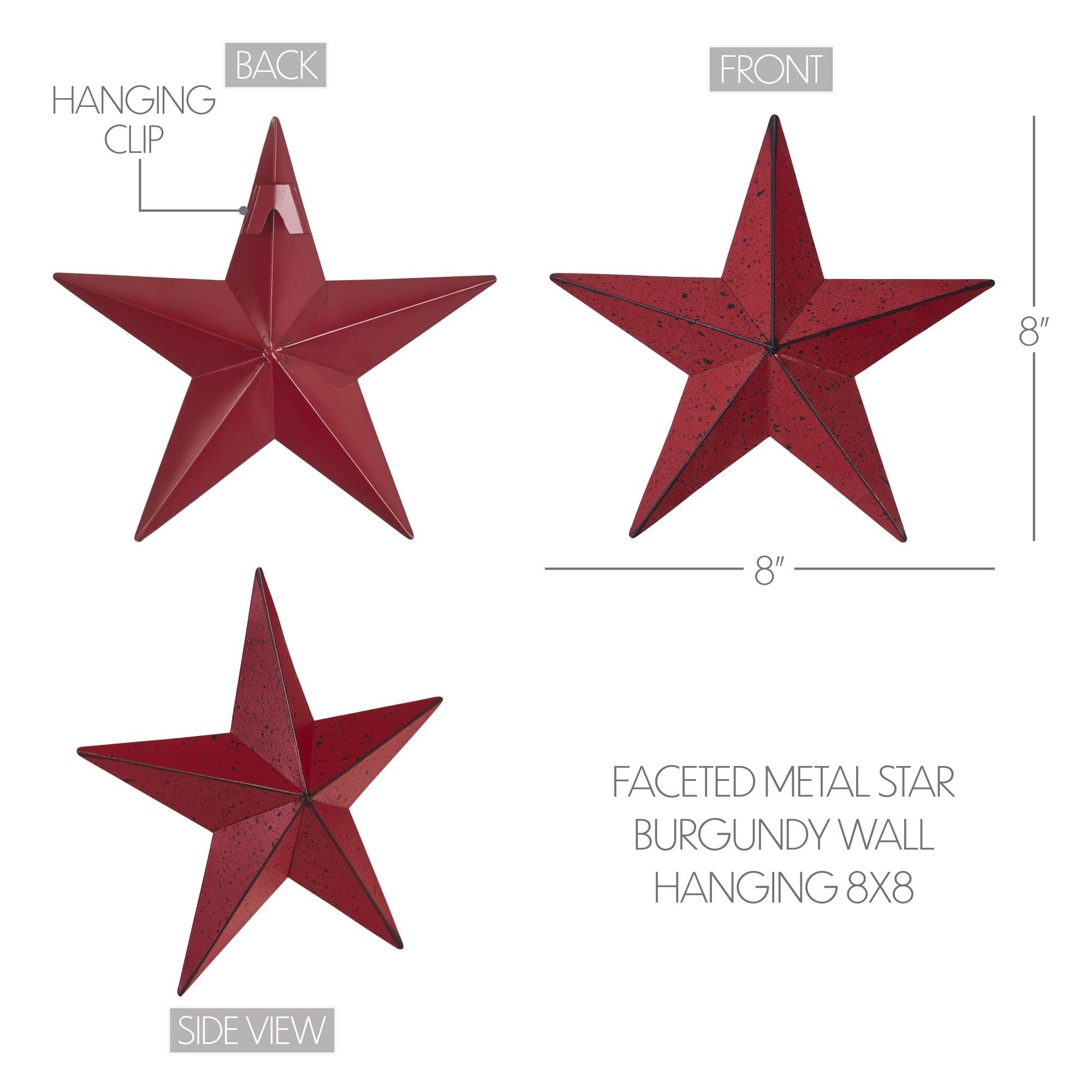 VHC Brands - Wholesale Wall Accent - Metal Star Speckled Burgundy Distressed 8x84