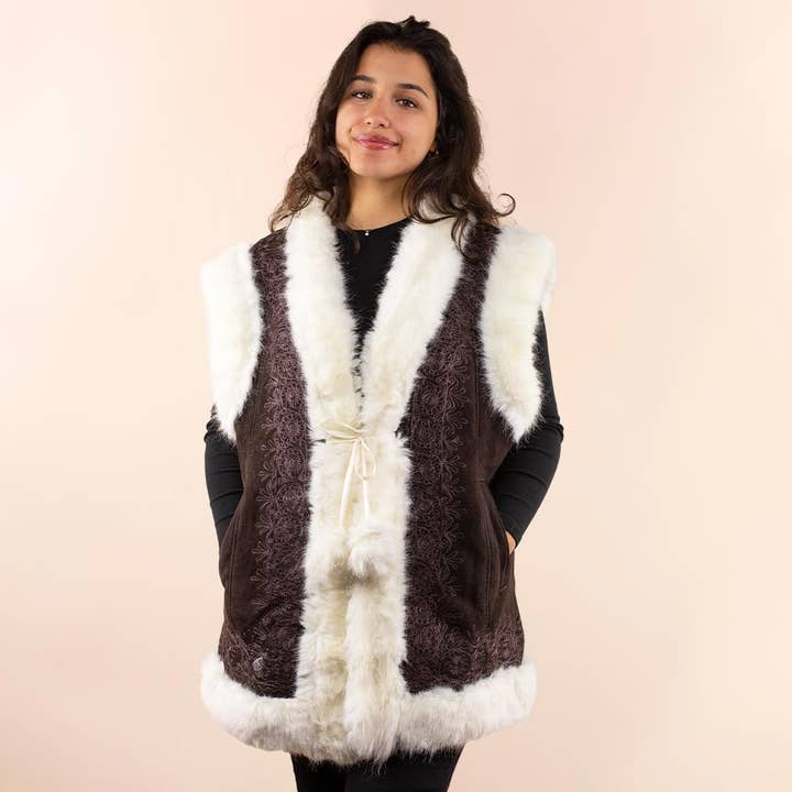 Colete afegão Hannah castanho-escuro por atacado de Moonrise