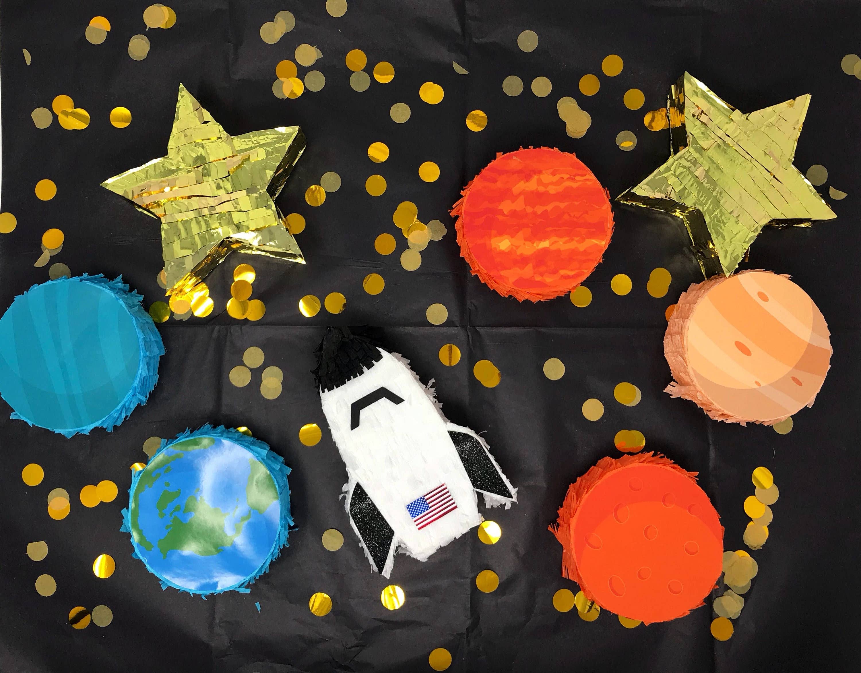 My Soiree Designs - Wholesale Party Favor - Cosmic Party Piñata with Solar System and Rocket Theme0