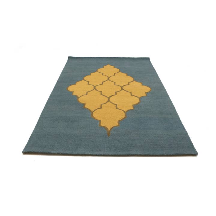 Blue-gray Gold Trellis 5X8 Modern Rug | Oriental Natural for wholesale by Magic Rugs Inc.