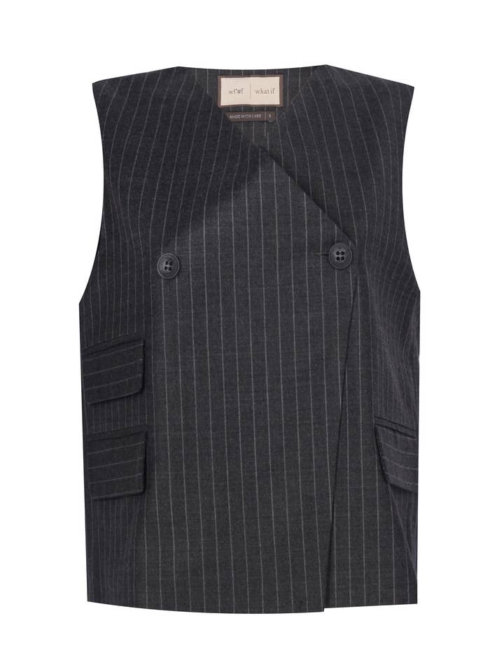 Lola Button Loose Fit Weste für den Großhandel von WHAT IF