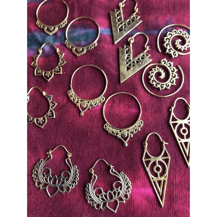 Emma's Emporium – wholesale Hoop earrings – Brass Tribal Gypsy Ethnic Earrings - Small8
