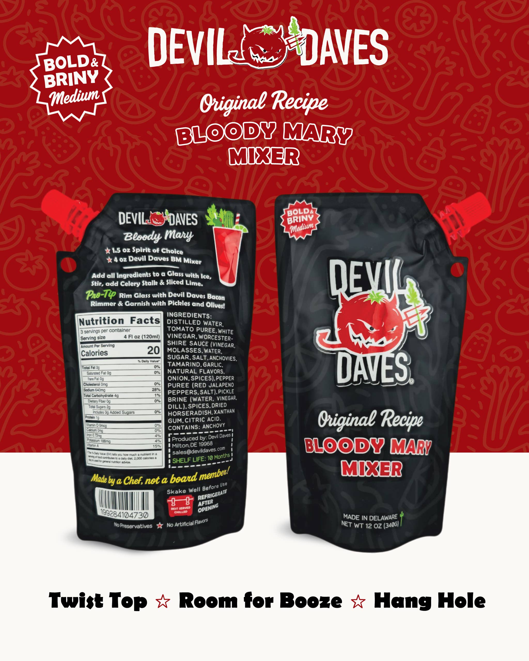 Devil Daves Bloody Mary Co - Wholesale Cocktail Mix/Syrup - Devil Daves Bloody Mary Mixer | 12 Oz Spouted Pouch1