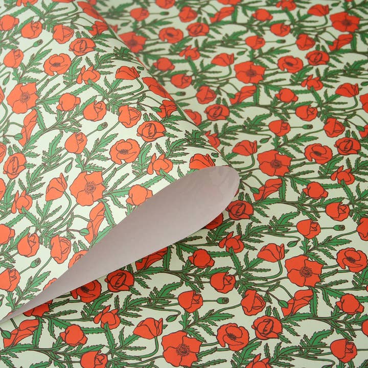 Geschenkpapier Mohnblumen für den Großhandel von Papaya Paper Products