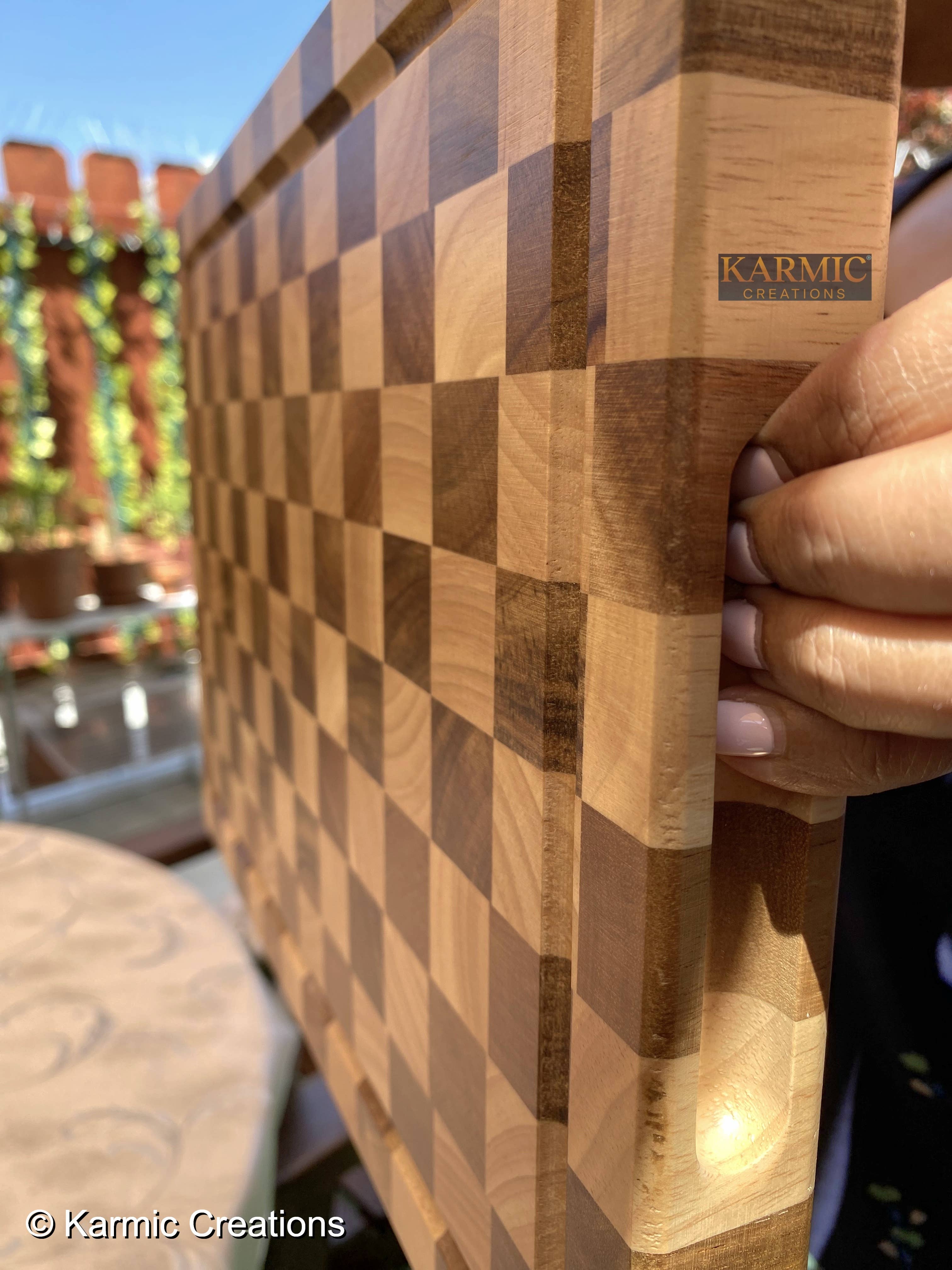 Karmic Creations - Wholesale Cutting Board - End Grain Checkered Cutting Board (Kitchen Size & BBQ Size)1