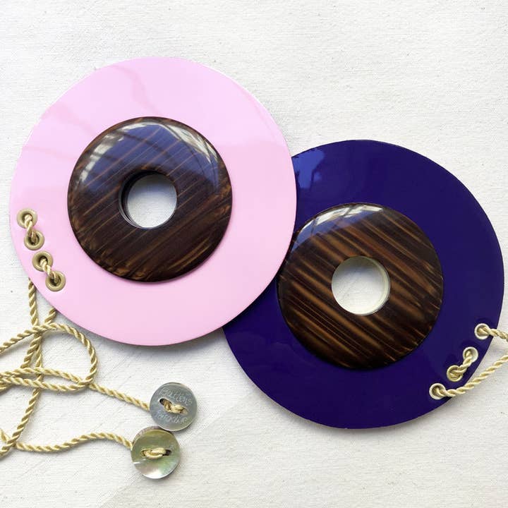 Carlotta Design Necklace Pink Purple Leather for wholesale by Buttons Paradise