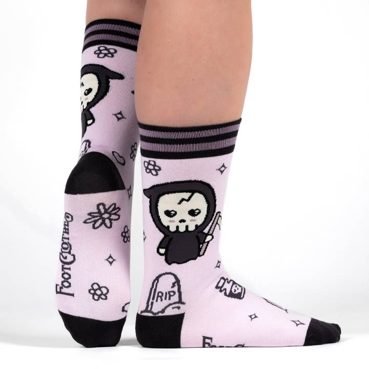 FootClothes LLC - Wholesale Socks - Unisex - Pastel Goth Grim Reaper Crew Socks