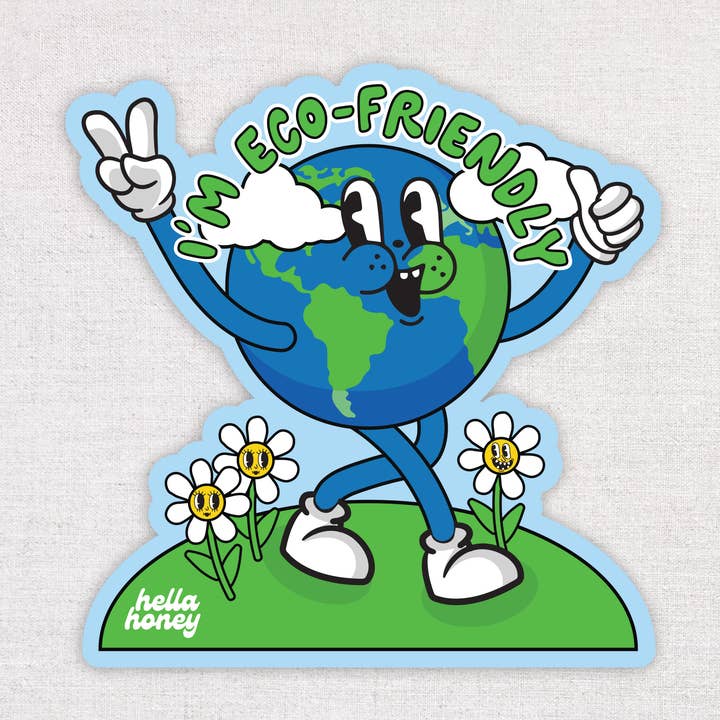 Pegatina ecológica sostenible Planet Earth para venta al por mayor de HellaHoney Co