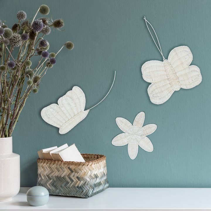 EcoFreax - Wholesale Wall Decor - Kids & Baby - Butterfly & flower rattan wicker boho nursery wall decor