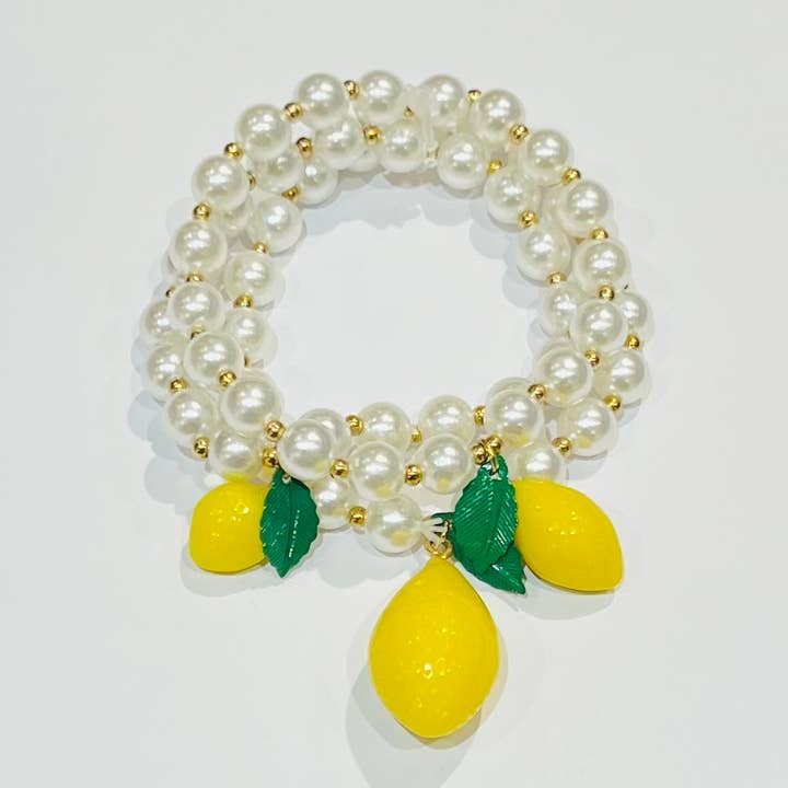 Bracelets set 3 stainless steel beads lemon charms for wholesale by Bijoux 7bis