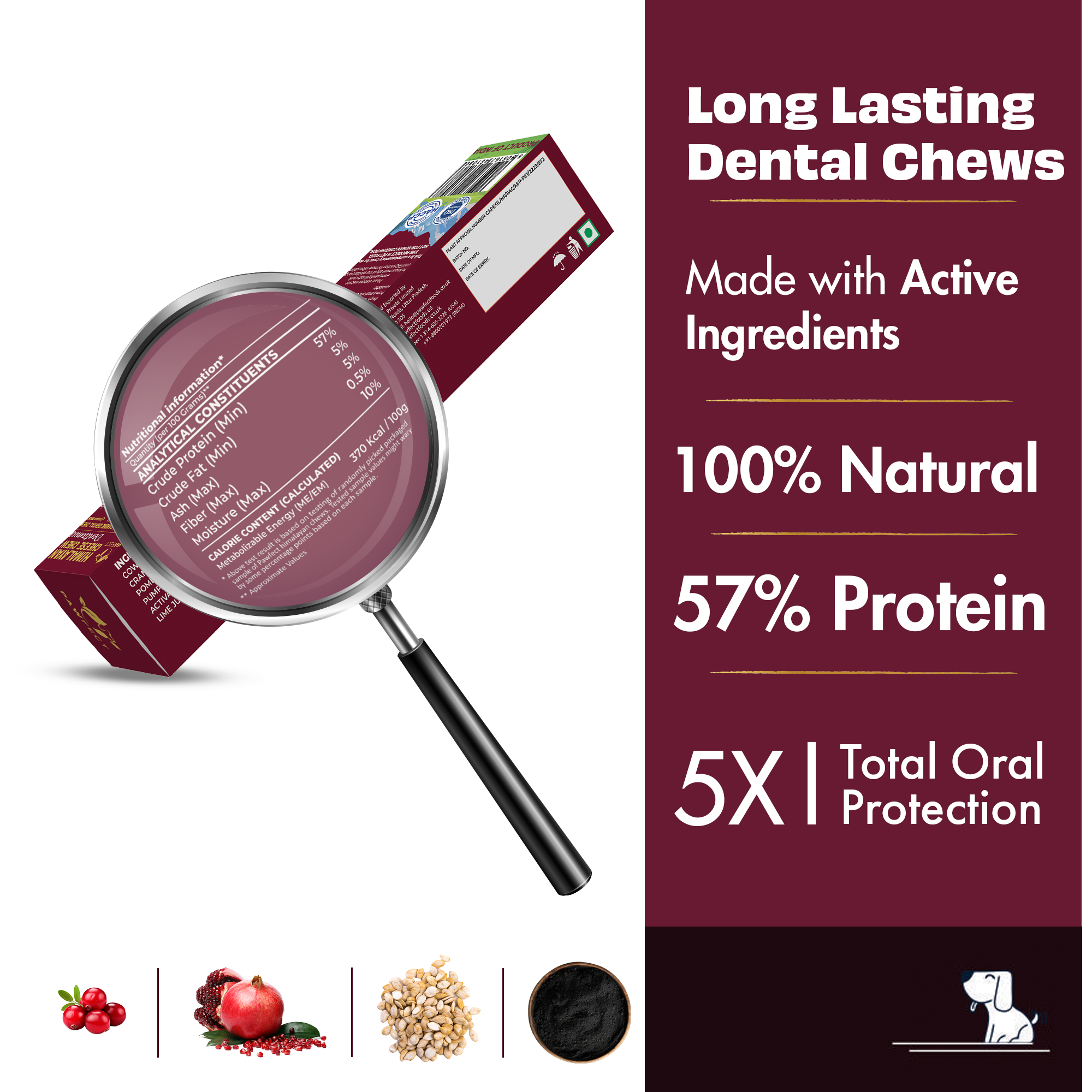 Pawfect Foods - Wholesale Pet Treats - Dog - Pawfect Dentamust Himalayan Cheese Chew with Cranberry & Pomegranate for Dogs|Long lasting dental chews with Superfoods| All Natural, High protein|Grain-free | Pack of 1 for Medium Dogs (70g/2.47oz)1