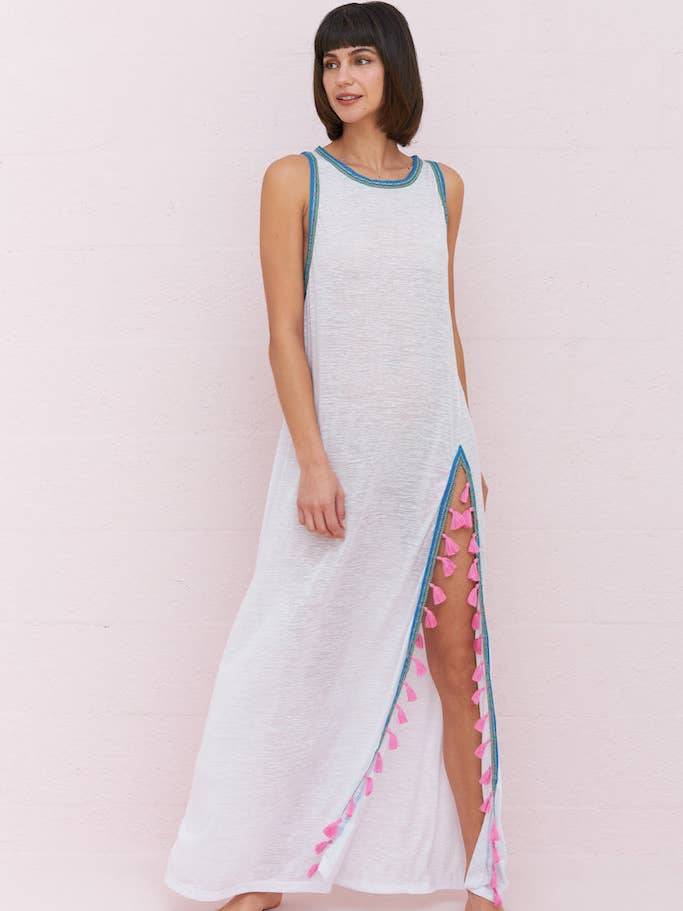 pītusa - Wholesale Dress - Women's - Tassel Slit Dress