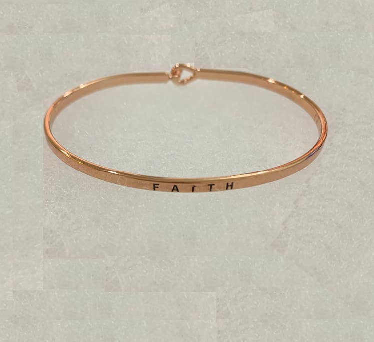 0011 PREMIERE - Wholesale Bangle Bracelet - FR2674 FAITH_3mm Inspired Message Engraved Bangle