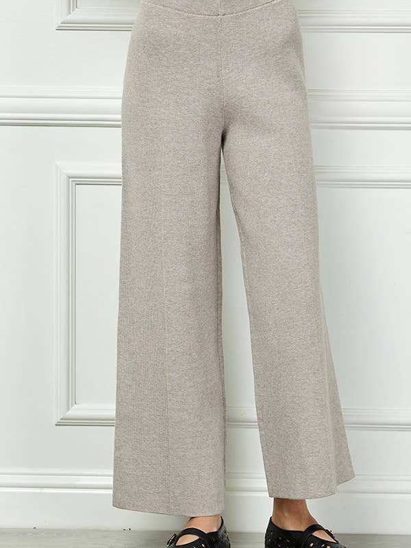 P7251 wide-leg knit pants with elastic waist. for wholesale by See and Be Seen