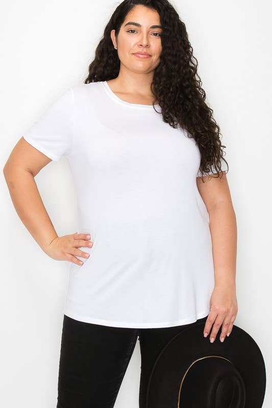 A.gain - Vendita all'ingrosso Maglietta - Donna - A.gain Top basico a maniche corte tinta unita taglie comode0