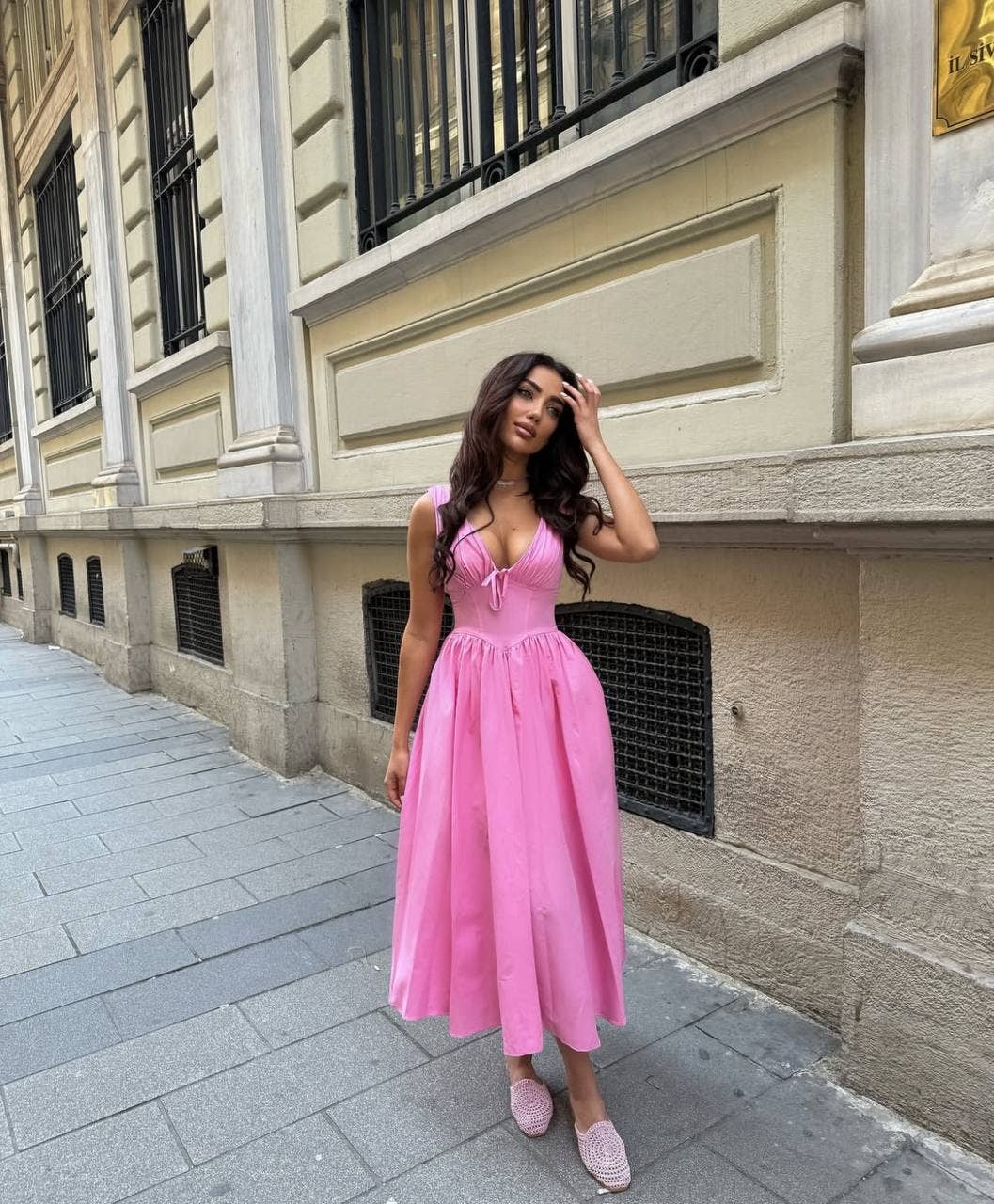 Standpoint Top – Vestido - Mulher por atacado – Vestido Riviera Maxi – Corpete – Laço Frontal – 12017