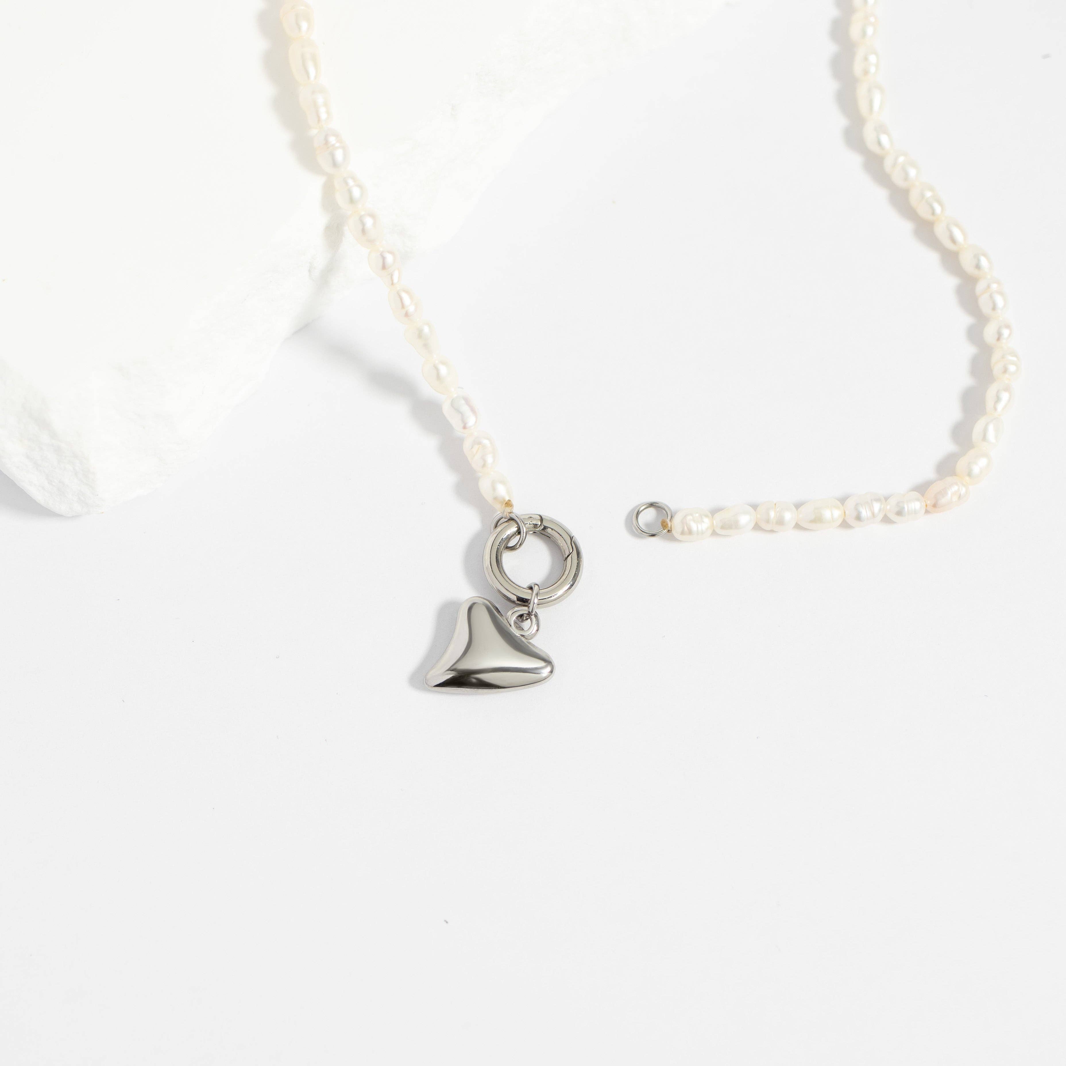 WJW - Wholesale Pendant/Charm Necklace - Stainless Steel Freshwater Pearl Charm Holder Necklace5