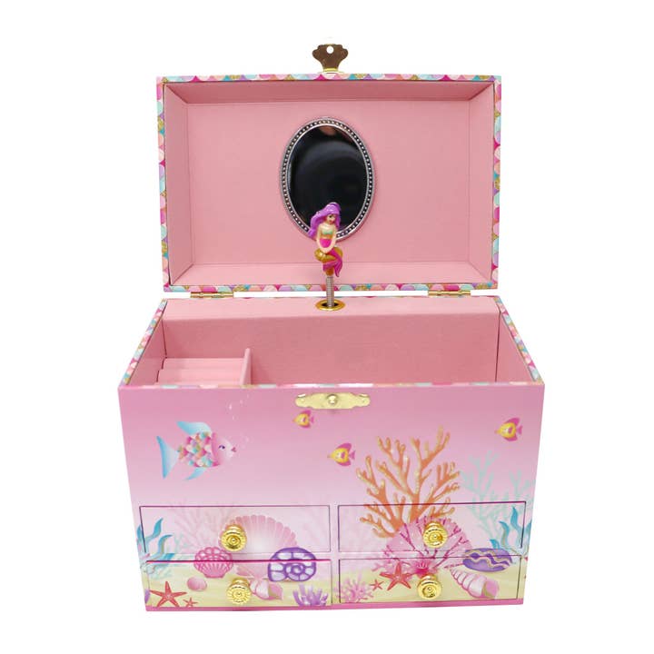 Pink Poppy USA - Wholesale Jewelry Box/Organizer - Kids - Enchanted Medium Mermaid Musical Jewellery Box | Pack of 12