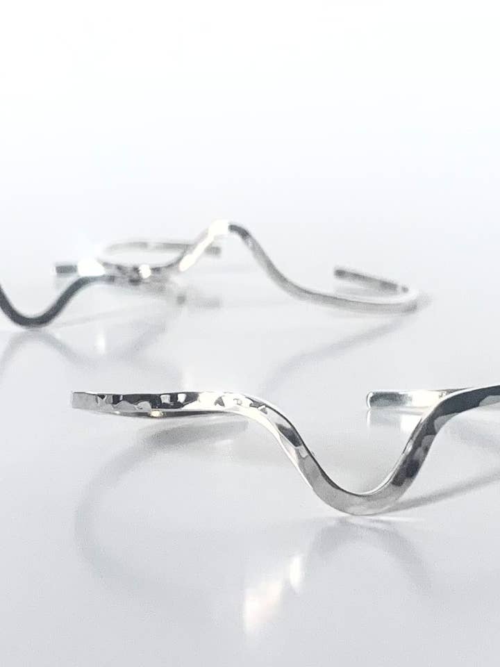 Silver Hammered Wave Cuff for wholesale by Ludvik HandCrafted
