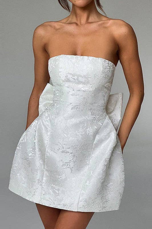 Aria Romance - Wholesale Dress - Women's - Jacquard Strapless Bow Dress9