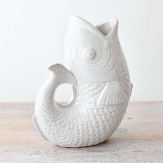 Vaso Pesce Bianco, 24,7 cm per la vendita all'ingrosso da parte di Gainsborough Giftware x Portland Living