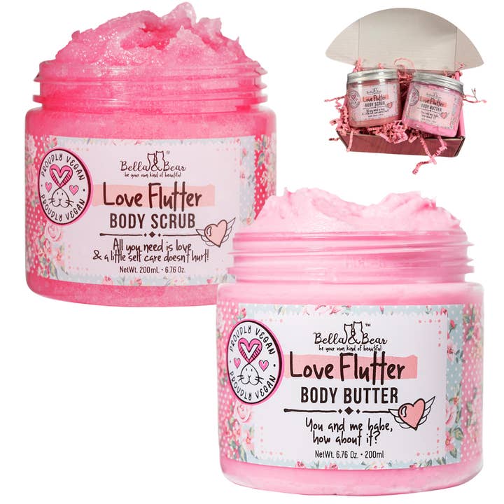 Bella & Bear - Wholesale Soap Set - Love Flutter Gift Set | Body Scrub | Body Butter | Women4
