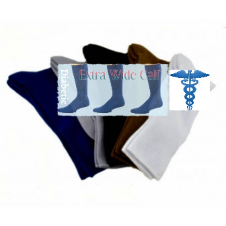 Sierra Socks - Wholesale Socks – Men's - Health Diabetic Wide Calf Cotton Crew Men's Socks 2 pair pack M65006