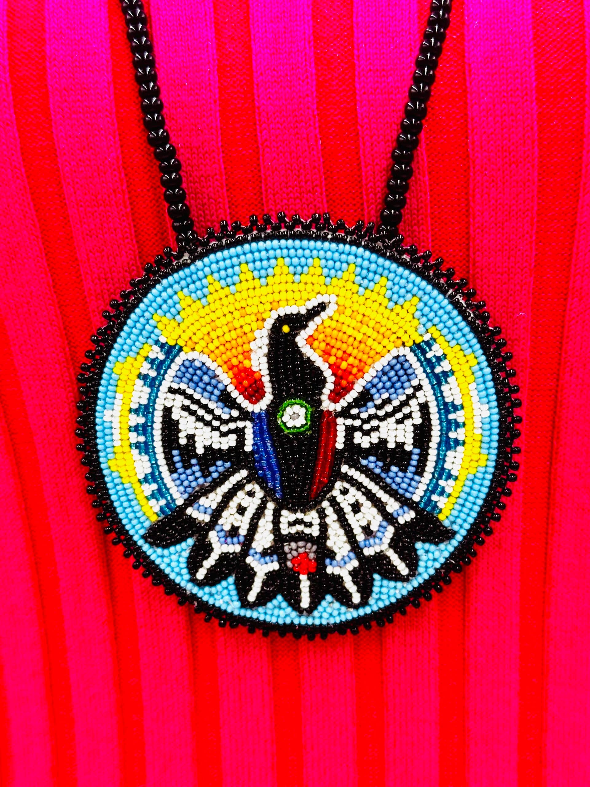 BEADS CORNER – Großhandel Schmucksets – Handgefertigtes Perlenohrset mit schwarzen cyanblauen Adlern4