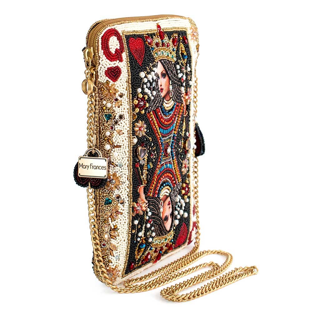 Mary Frances Accessories - Wholesale Crossbody Bag - Women's - The Queen Beaded Queen Playing Card Mini Crossbody Clutch2