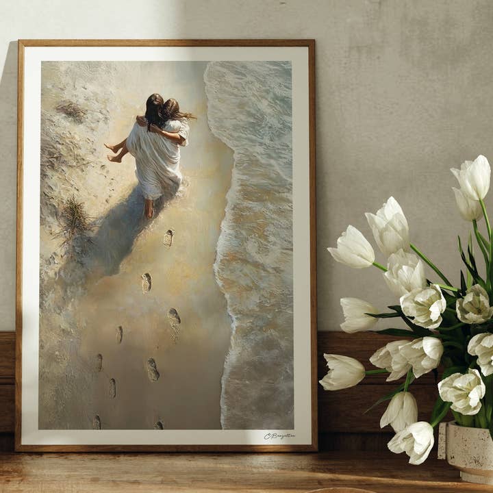 He Carried Me | Signed Handmade Art Print for wholesale by The Painted Gospel