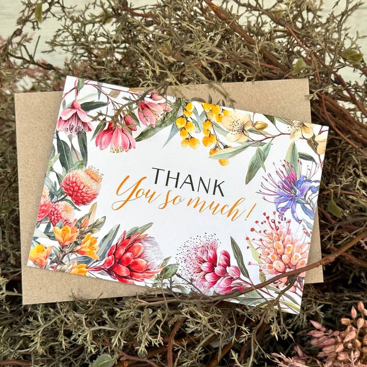 Scattered Seed Co - Vente Cartes de remerciements - Carte de remerciement avec fleurs indigènes australiennes2