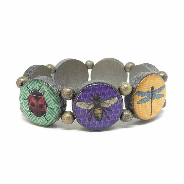 „Ronde houten armband met insectenmotieven voor wholesale door Escapulario