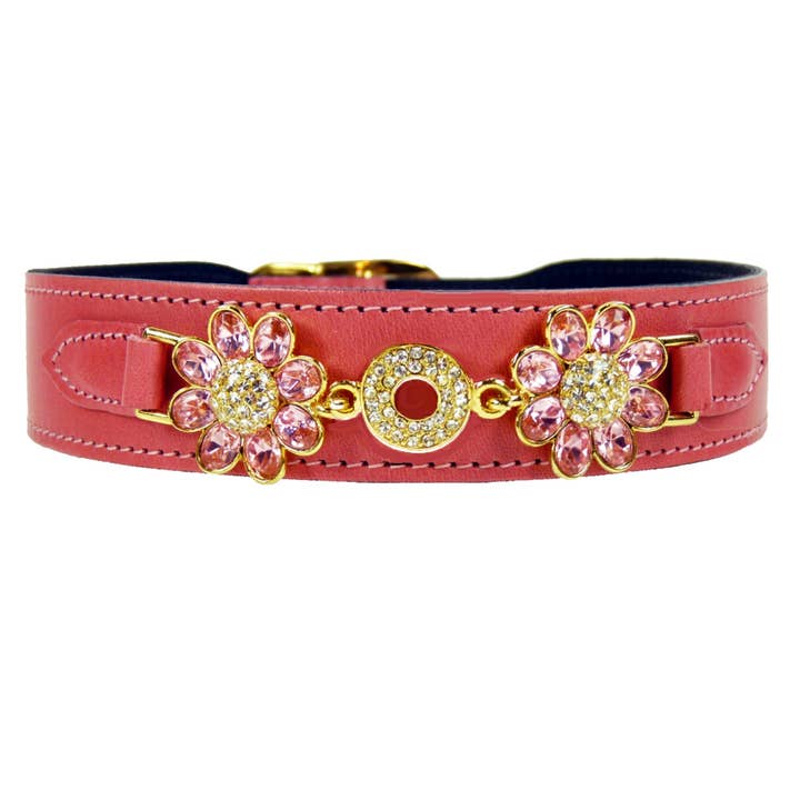 Daisy Dog Collar in Petal Pink, Rose & Gold for wholesale by Hartman & Rose
