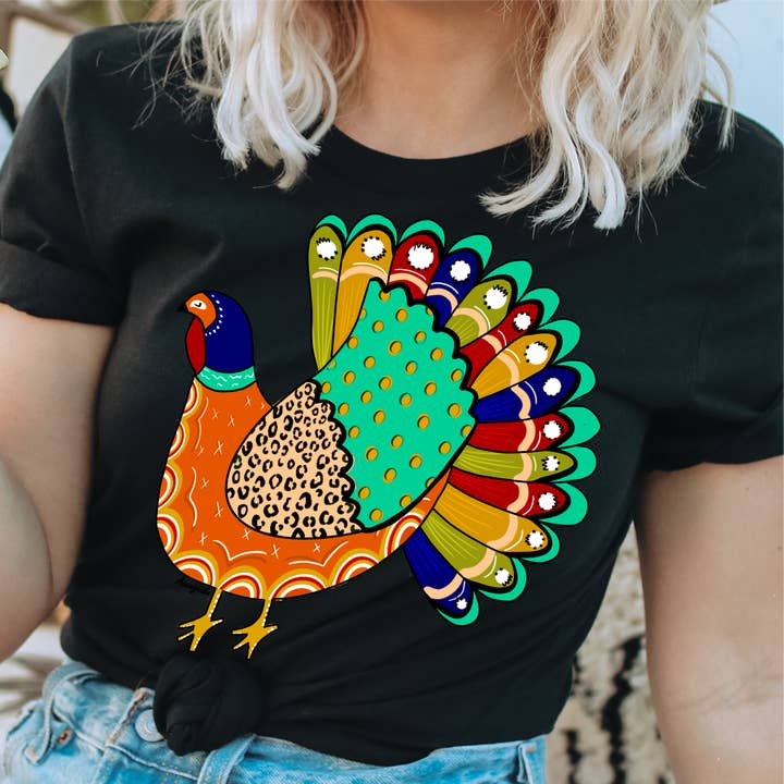 Anagails - Wholesale Screen Printed T-Shirt - Women's - Colorful Turkey