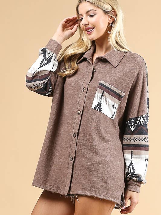 AV1161-BELINDA COLOR BLOCK COLOR BLOCK SHACKET for wholesale by Avery