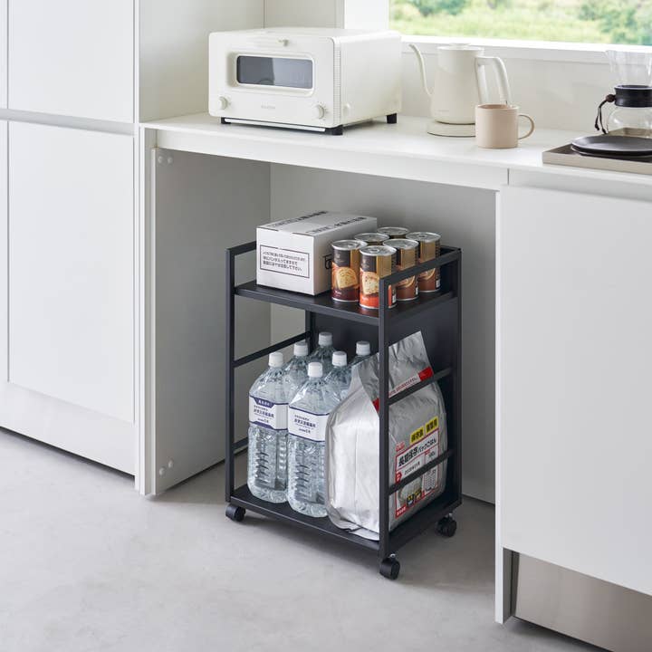 Yamazaki Home - Wholesale Free Standing Shelf - Two-Tier Hideaway Storage Cart (24" H) - Steel10