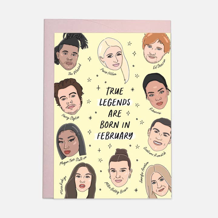 Legends February greeting card for wholesale by Kaart Blanche