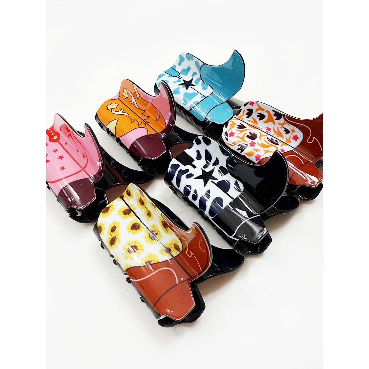 MIX COLOR Western Cowboy Boots Hair Claw Clips for wholesale on Faire3