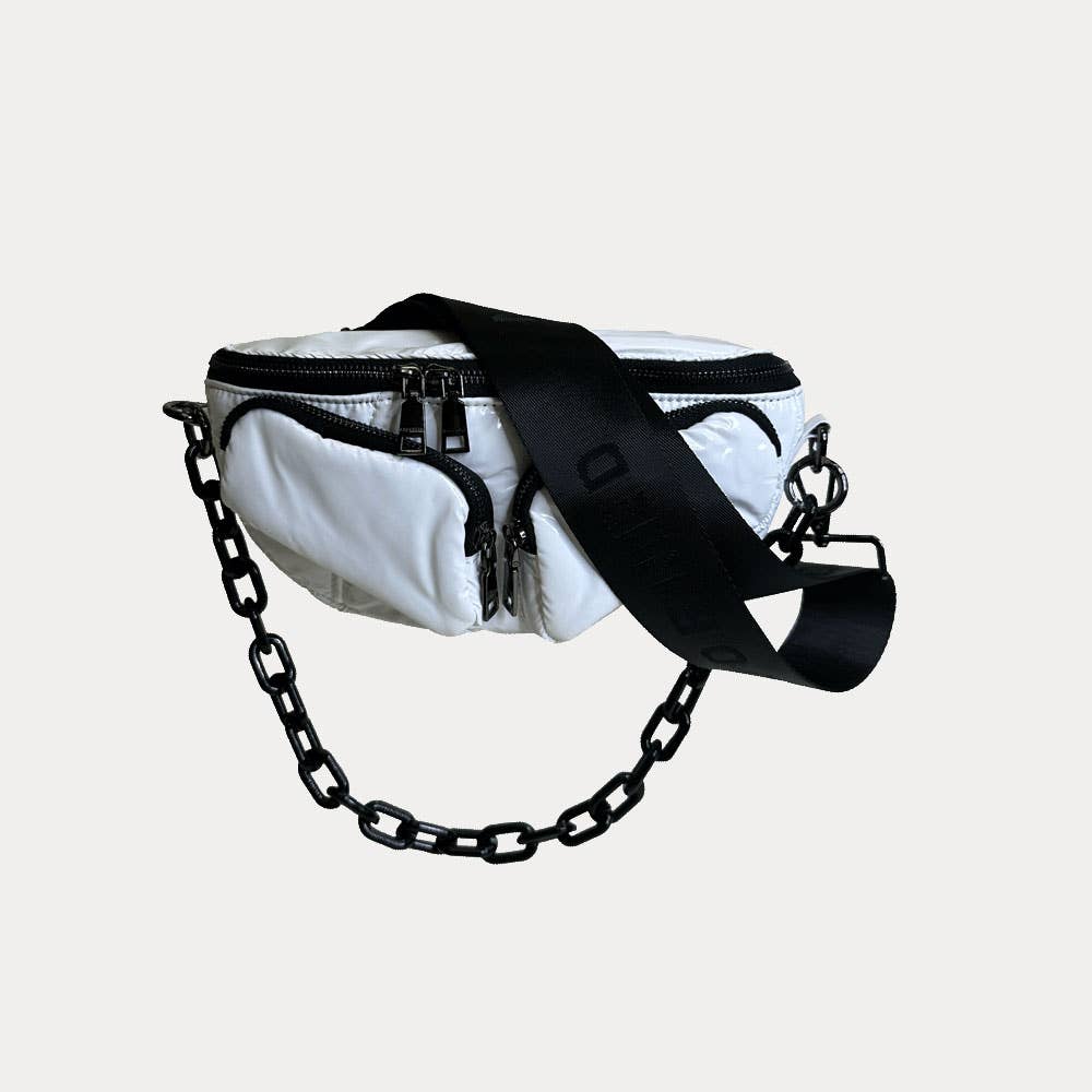 AHDORNED - Wholesale Belt Bag - Women's - Rachel Double Pocket Puffy Sling/Waist Bag w/Black Resin Cha18