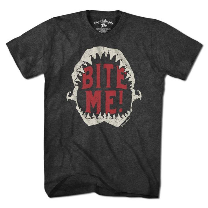 Charcoal Bite Me Jaws T-Shirt for wholesale on Faire