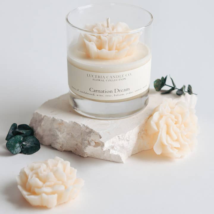Luceria Candle Co. - Wholesale Jar/Filled Candle - Carnation Candle (White) – Coconut Soy Wax